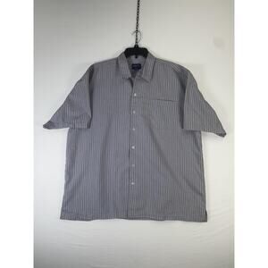 Profile Shirt Mens 2XL Gray Check Short Sleeve Button Up Poly Rayon Casual